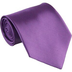 Men's Purple Solid Pure Color 3.75" Imported Satin Formal Neck Ties